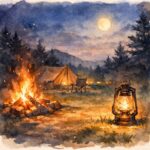 焚き火とランタンの距離