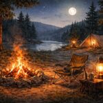 焚き火とランタンの配置