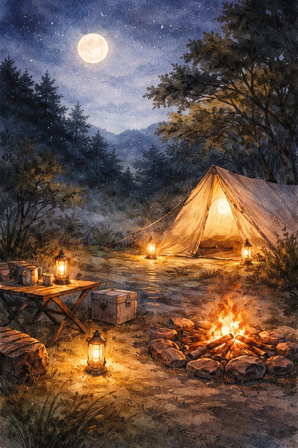 夜のサイトを整える光の重ね方