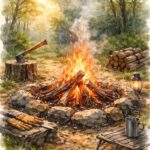 焚き火の火が安定して燃える