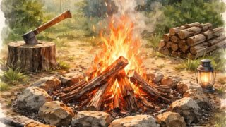 焚き火の火が安定して燃える