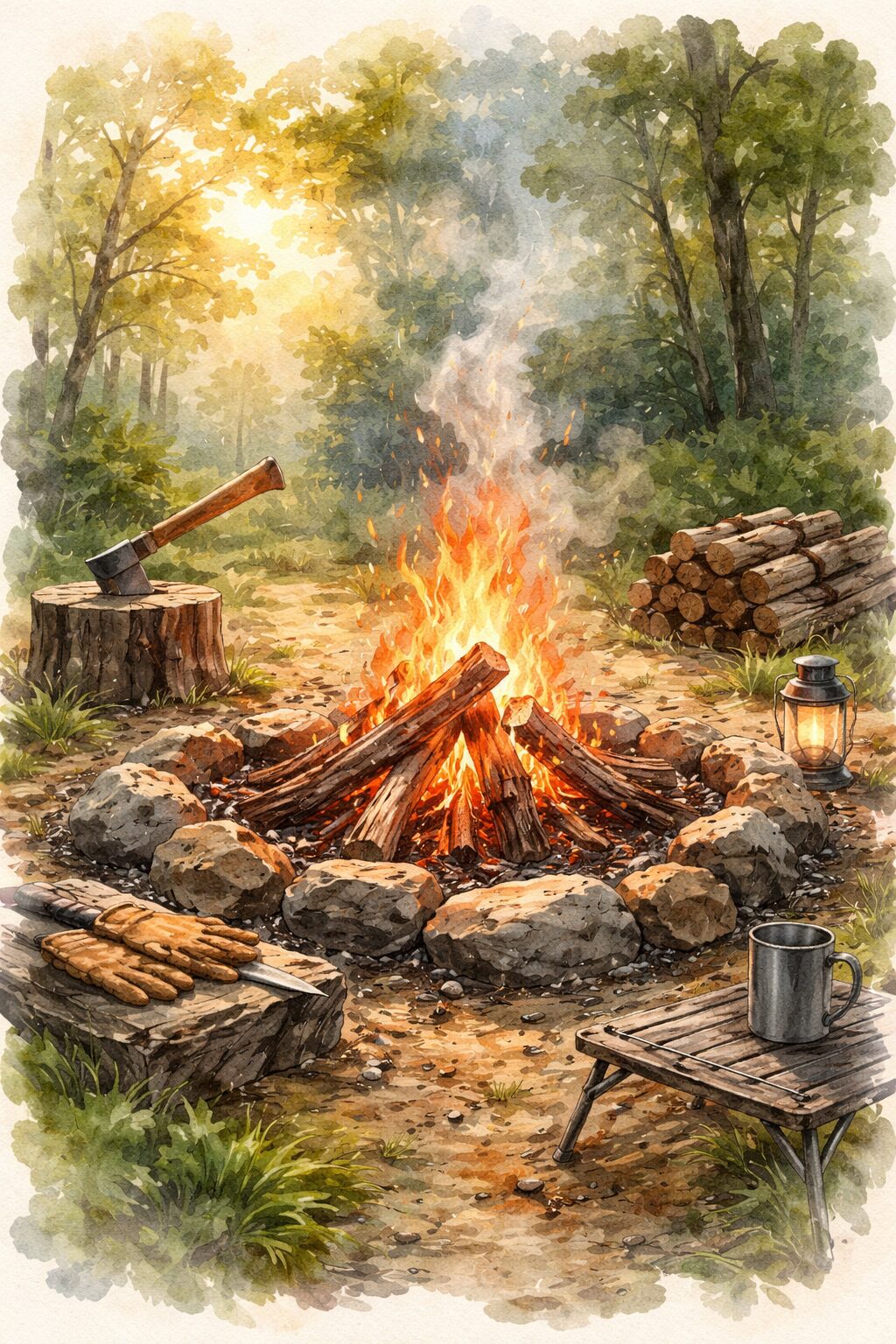 焚き火の火が安定して燃える