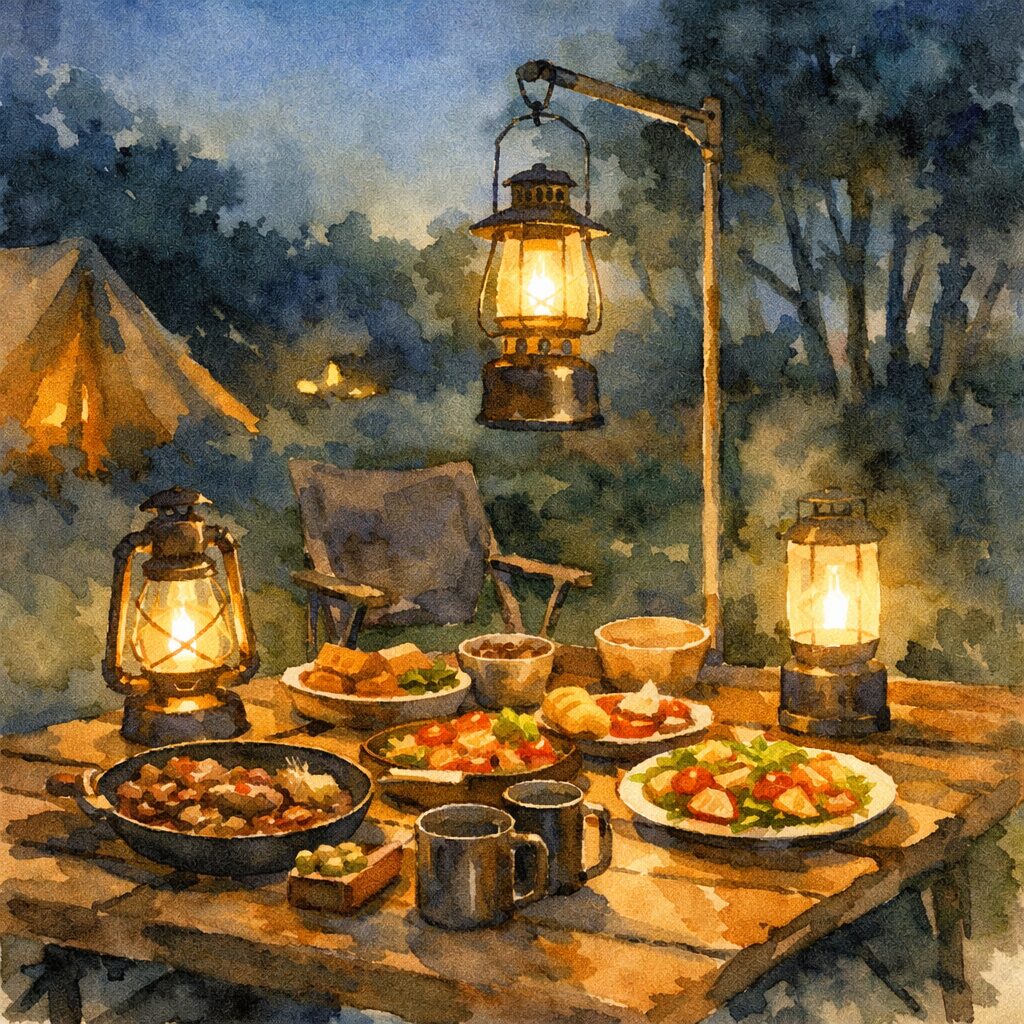 夜の食事を美味しくするランタンの数
