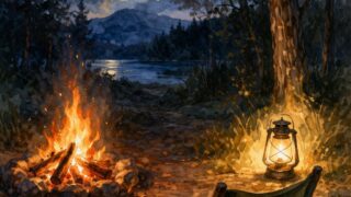 焚き火とランタンの距離