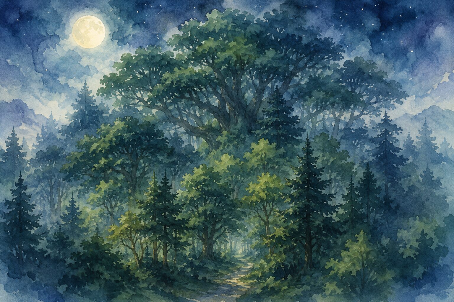 月明かりの森の幻想